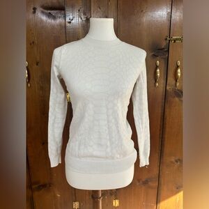 Minnie rose Womens XS Sweater Long Sleeve White Mesh Snakeskin top